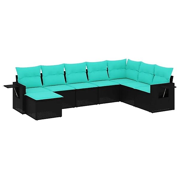 vidaXL 8-Tlg Gartensofa-Set mit Kissen Schwarz Polyrattan 3220556 günstig online kaufen