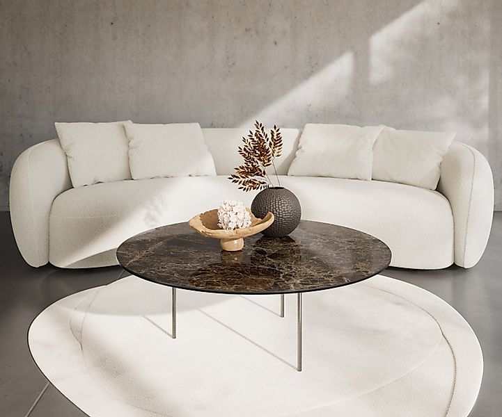 Couchtisch Edge Rund 100x100 cm Keramik Emperador Extra Lucidato Dunkelbrau günstig online kaufen