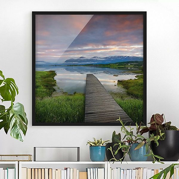 Bild mit Rahmen Strand - Quadrat Norwegische Idylle günstig online kaufen