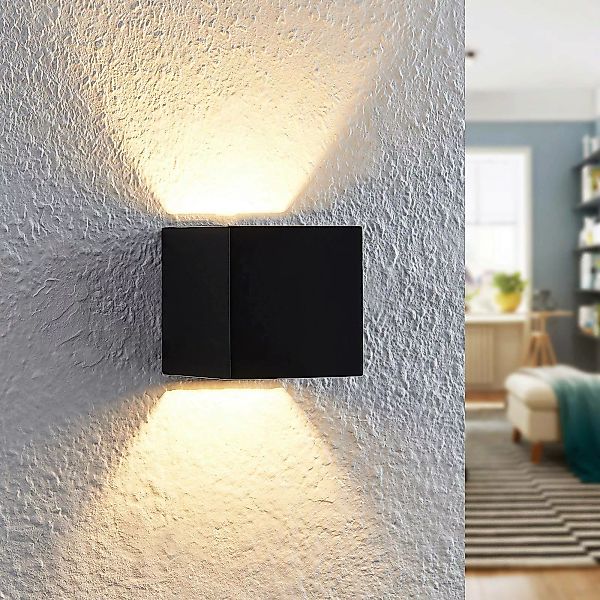 Lindby Quaso LED-Wandlampe, Beton schwarz günstig online kaufen