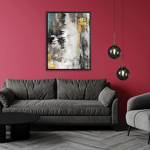 queence Leinwandbild "Abstrakt Gold", Abstrakt, mit einem Schattenfugenrahm günstig online kaufen