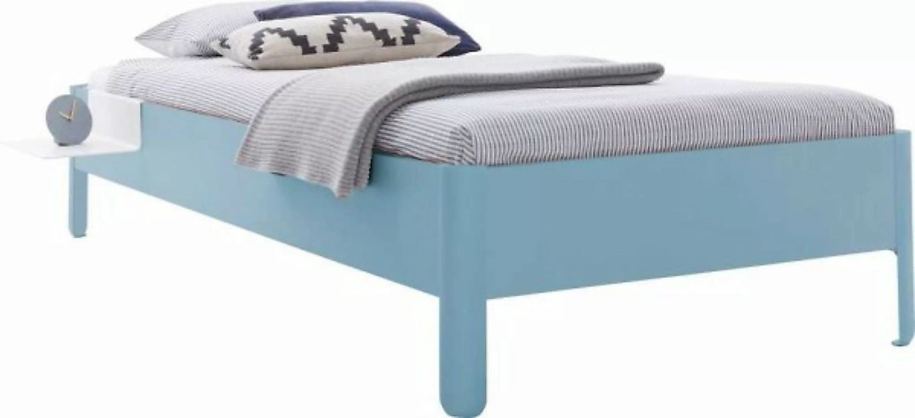 NAIT Einzelbett farbig lackiert 100 x 220cm Ohne Kopfteil Silbertannenblau günstig online kaufen