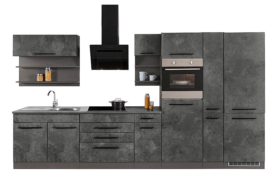 KOCHSTATION Küchenzeile "KS-Tulsa" mit E-Geräten, Breite 380 cm, schwarze M günstig online kaufen