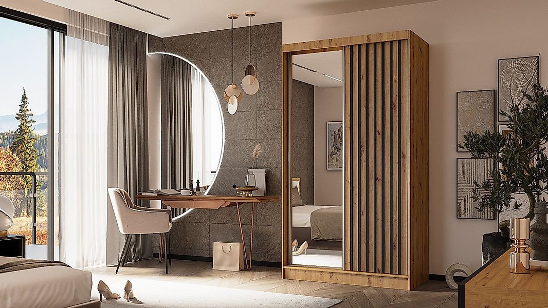 ALTDECOR Schiebetürenschrank LAMELO (Kleiderschrank Garderobenschrank mit v günstig online kaufen