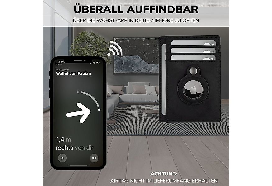 SLIMJACK Mini Geldbörse Apple AirTag Wallet - Herren - echt Leder - RFID-Sc günstig online kaufen