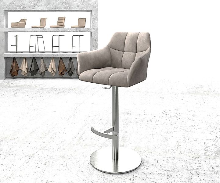 Barstuhl Yulo-Flex Vintage Taupe Drehfuß höhenverstellbar Edelstahl günstig online kaufen