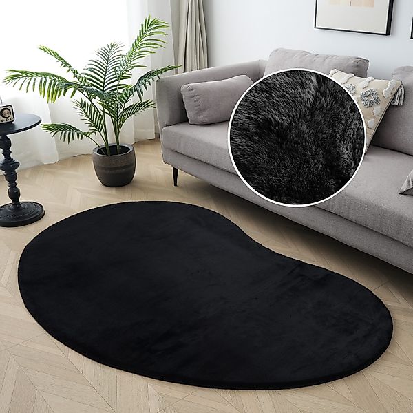 my home Fellteppich "Balu Bean, Kaninchenfell" U-förmig 20 mm Höhe Kunstfel günstig online kaufen