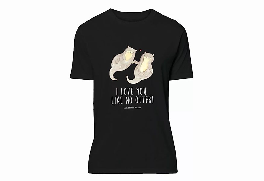 Mr. & Mrs. Panda T-Shirt Otter händchenhaltend - Schwarz - Geschenk, Geburs günstig online kaufen