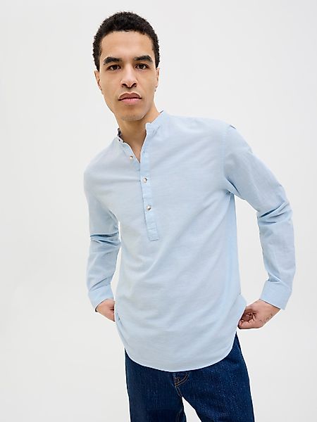 Jack & Jones Langarmhemd "JJESUMMER HALF PLACKET SHIRT LS SN", mit Bandkrag günstig online kaufen