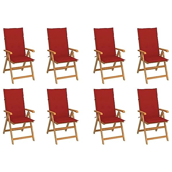 vidaXL Verstellbare Gartenstühle mit Auflagen 8 Stk Massivholz Teak 3072547 günstig online kaufen