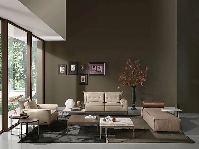 JVmoebel Sofa Luxus Garnitur Sofagarnitur 2+1 Sitz Sofa Sofas Sessel Leder günstig online kaufen