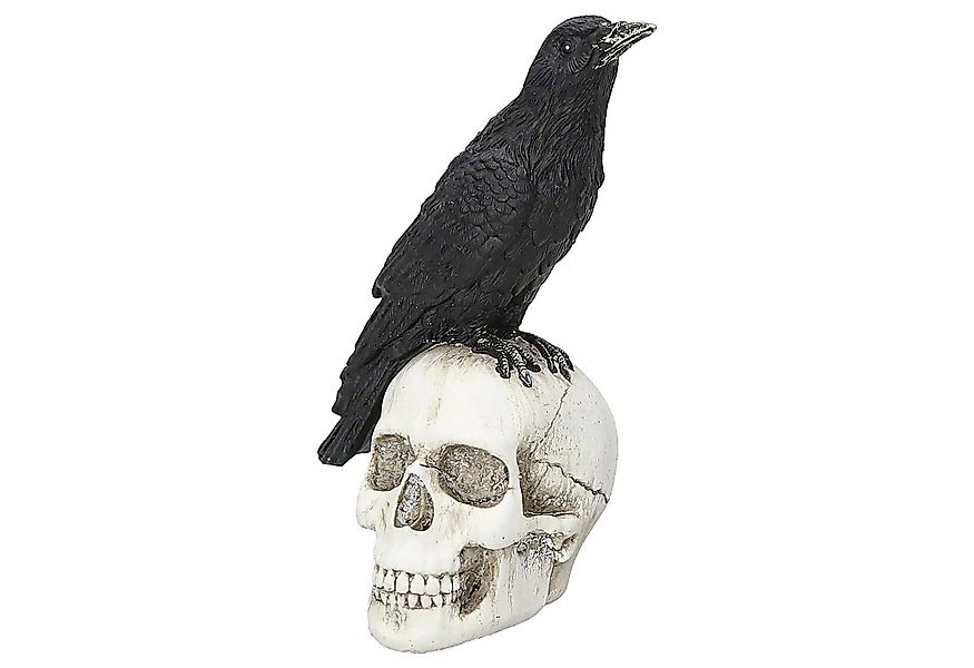 CEPEWA Dekofigur Rabe Totenschädel Polyresin 11x14x8cm Totenkopf Krähe Hall günstig online kaufen
