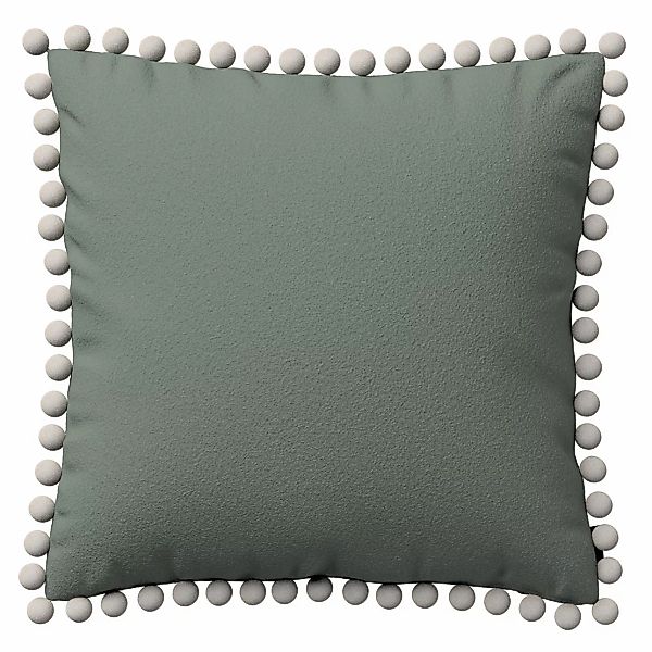 Kissenhülle Wera mit Bommeln, grün, 45 x 45 cm, Bouclé (702-85) günstig online kaufen