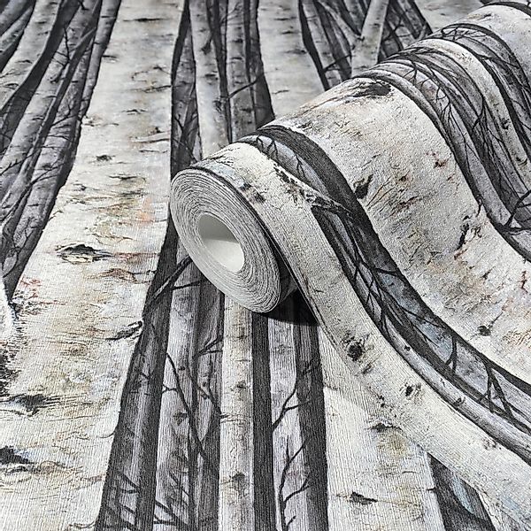 Marburg Vliestapete Waldoptik Floral Modern 10,05 m x 0,53 m Hellgrau günstig online kaufen