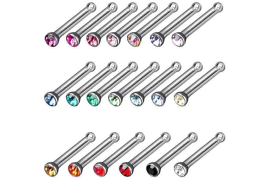 viva-adorno Nasenpiercing-Set 10er oder 20er Set 0,8mm Nasenstecker mit Ste günstig online kaufen