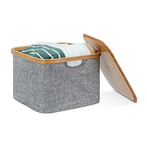 relaxdays Aufbewahrungskorb Stoff grau günstig online kaufen