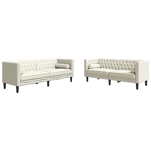 vidaXL 2-Tlg Chesterfield-Sofa-Set mit Nackenrollen Creme Samt 3209298 günstig online kaufen