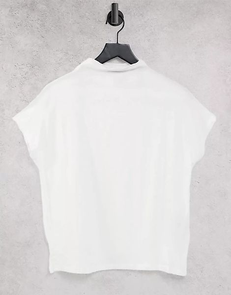 Vero Moda – T-Shirt mit hohem Kragen in Weiß günstig online kaufen