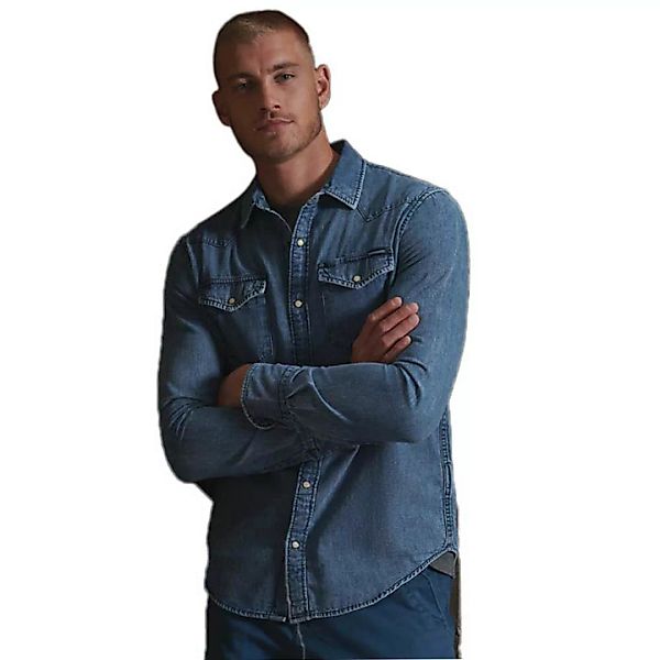 Superdry Resurrection Langarm Hemd S Mid Wash Bright Blue günstig online kaufen