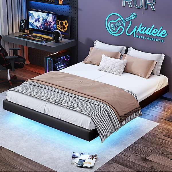 PXloue Polsterbett 160x200cm PU hydraulisches Doppelbett günstig online kaufen