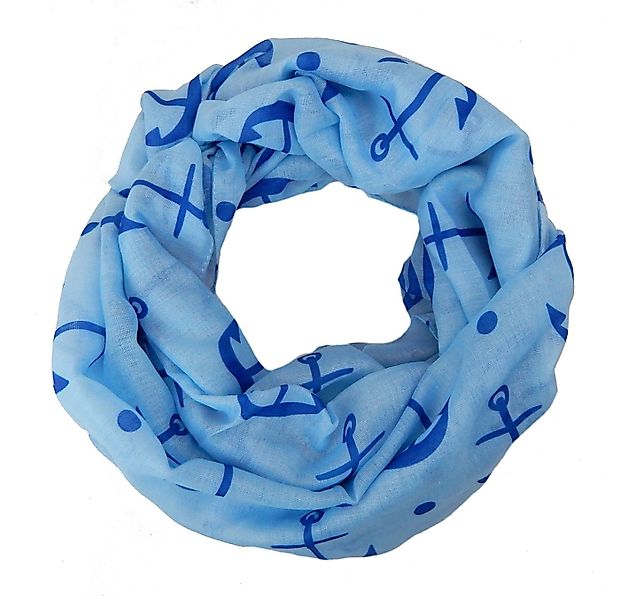 Ella Jonte Loop, breiter maritimer Loop blau mit Anker Motiv günstig online kaufen