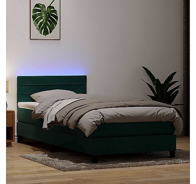 vidaXL Boxspringbett, Boxspringbett mit Matratze Dunkelgrün 100x210 cm Samt günstig online kaufen