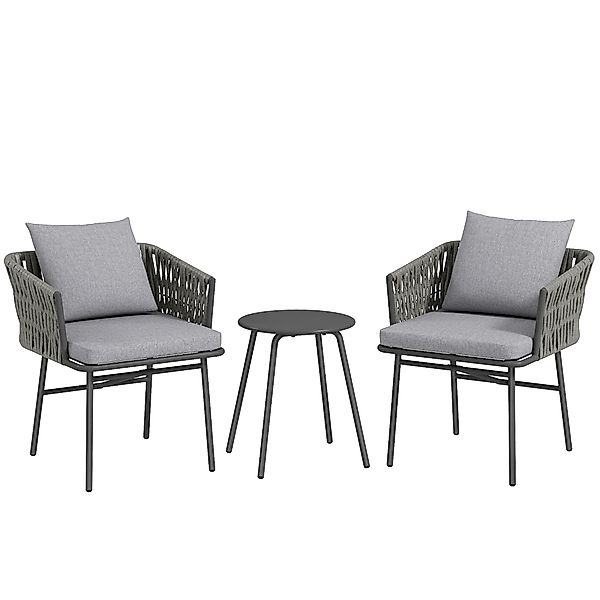 Outsunny 3-tlg. Rattan Bistroset, Sitzgruppe, Gartengarnitur mit 2 Gartense günstig online kaufen