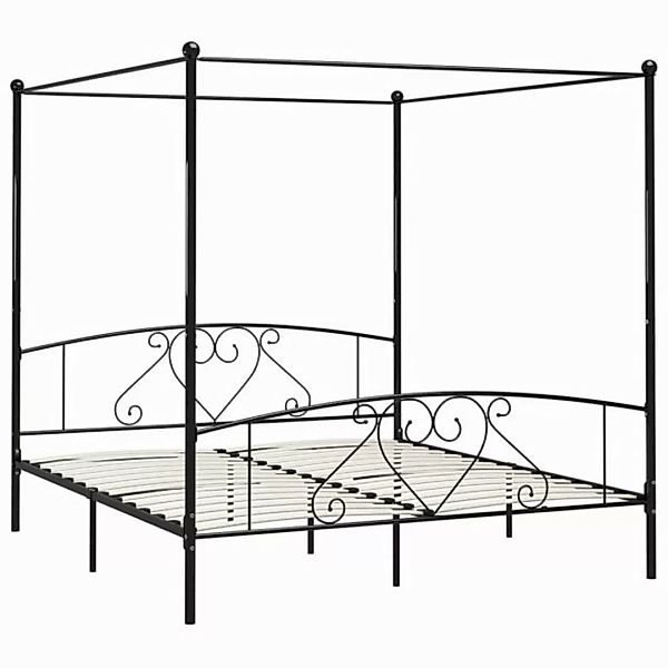 furnicato Bettgestell Himmelbett-Gestell Schwarz Metall 200 x 200 cm (1-tlg günstig online kaufen