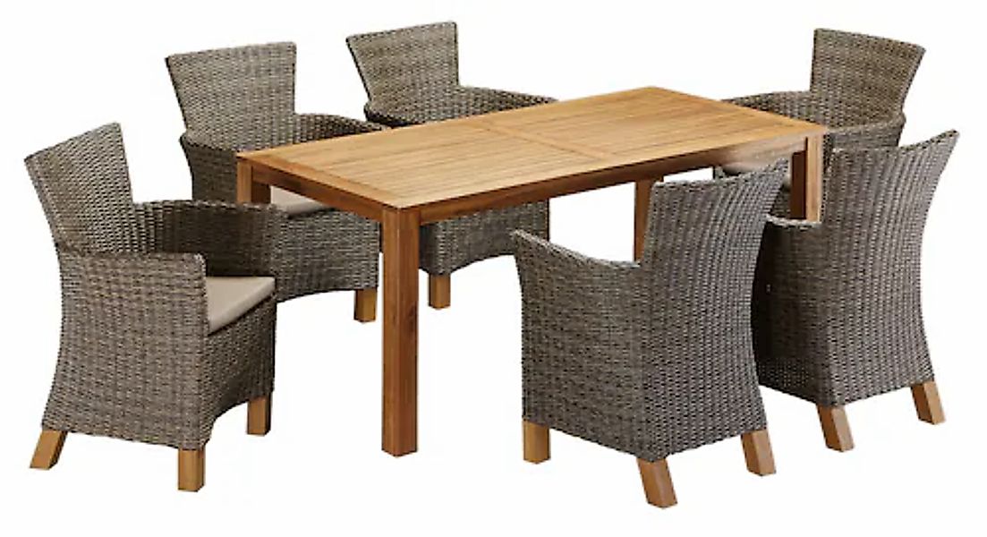 MERXX Garten-Essgruppe »Toskana« 13 Stk. tlg. 6 Sessel, Tisch 185x90cm, Pol günstig online kaufen