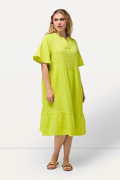 Ulla Popken Jerseykleid Musselin-Kleid A-Linie Tunika-Ausschnitt günstig online kaufen