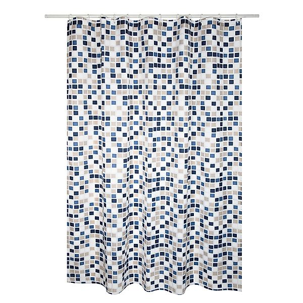 MSV Duschvorhang Mosaiko Polyester 180 cm x 200 cm Blau günstig online kaufen