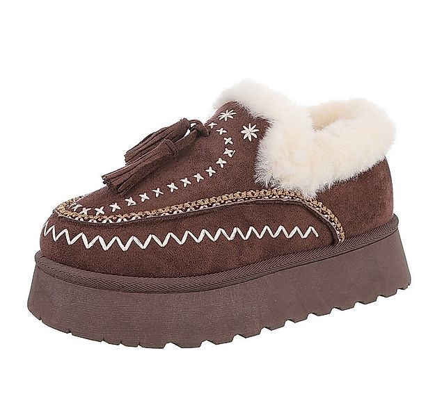 Ital-Design Damen Slipper mit Plateau und Quasten für Freizeitkomfort Snowb günstig online kaufen