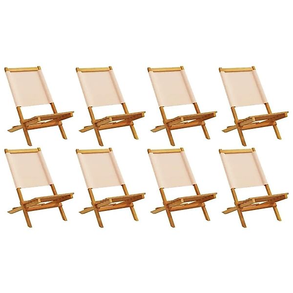 vidaXL Gartenstühle 8 Stk Klappbar Beige Stoff und Massivholz 3214648 günstig online kaufen