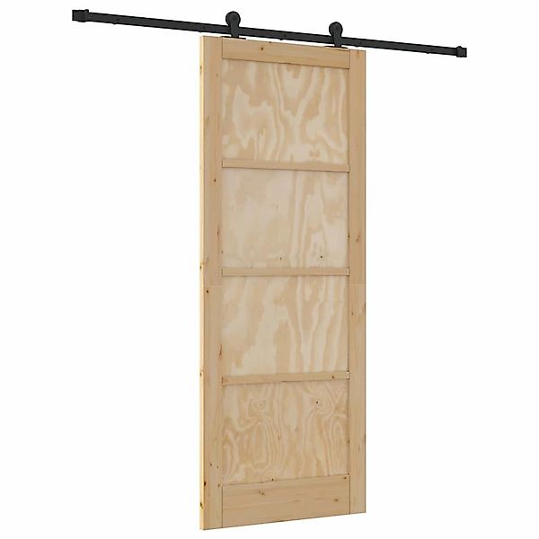 vidaXL Schiebetür-Set Natur und Schwarz 83 x 211 cm 3333366 günstig online kaufen