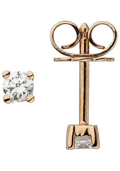 JOBO Paar Ohrstecker "Solitär", 585 Roségold mit 2 Diamanten Brillanten 0,2 günstig online kaufen