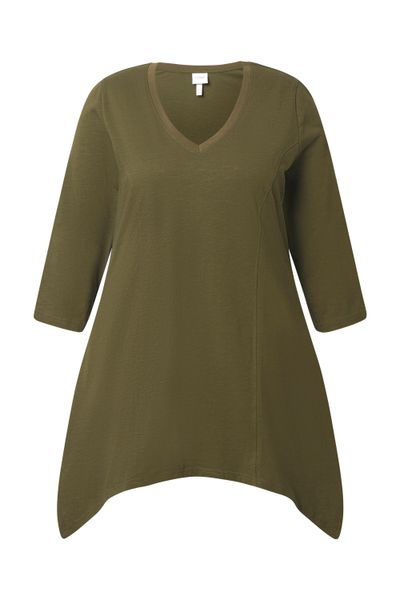 Ulla Popken T-Shirt Shirt Zipfelsaum V-Ausschnitt günstig online kaufen