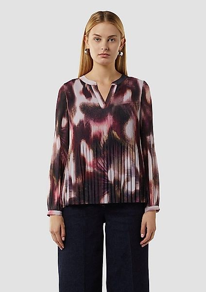 comma Langarmbluse Bluse Tunika-Bluse aus plissiertem Chiffon günstig online kaufen
