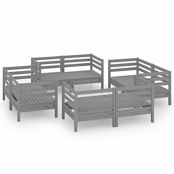 8-tlg. Garten-lounge-set Grau Kiefer Massivholz günstig online kaufen