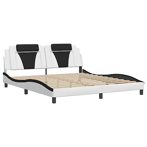 vidaXL Bettgestell Viana ohne Matratze Weiß und Schwarz 180x200 cm Kunstled günstig online kaufen