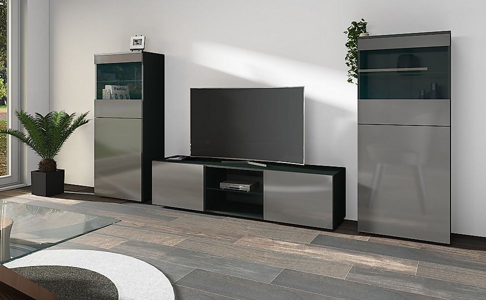 borchardt Möbel Wohnwand Scala, Mediawand 3-teilig mit 2 Vitrinen und Lowbo günstig online kaufen