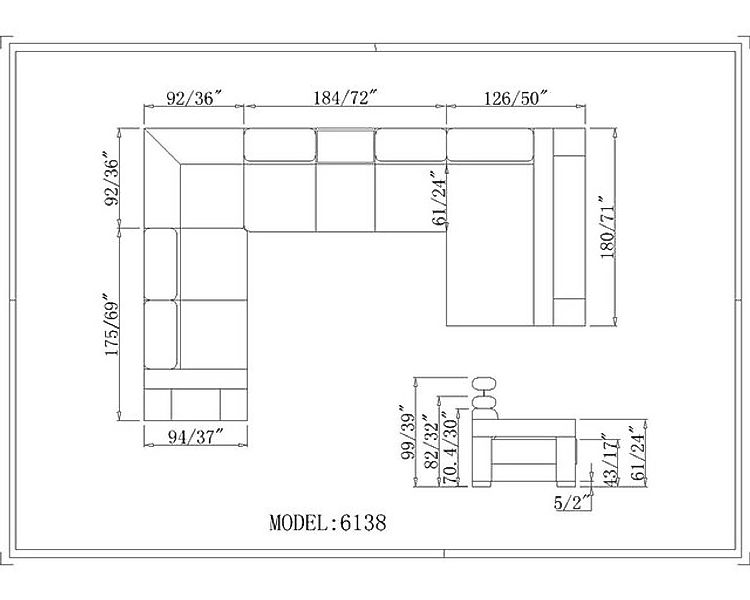 Xlmoebel Sofa Große Wohnlandschaft mit Ledersofa und Polstergarnitur in, He günstig online kaufen