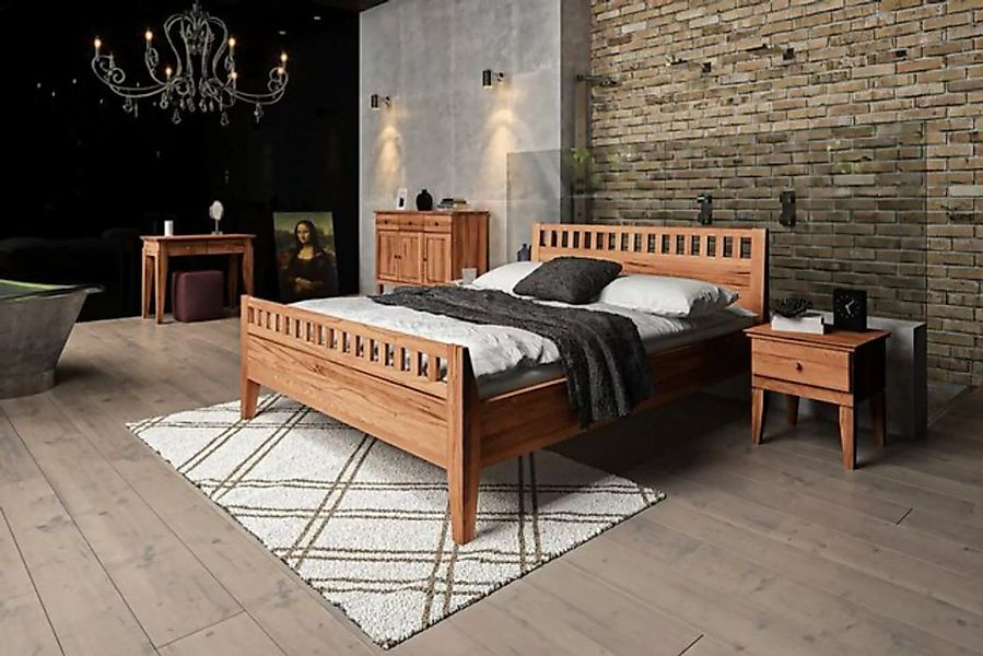 Natur24 Einzelbett Bett Sydo 6 Kernbuche 140x200cm mit Holzkopfteil und hoh günstig online kaufen