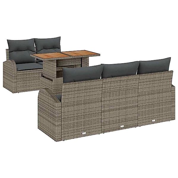 vidaXL Garten-Sofa-Set mit Speicher 6-Tlg Grau Poly Rattan 3358260 günstig online kaufen