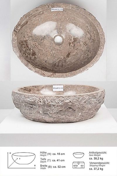 wohnfreuden Aufsatzwaschbecken Erosi Marmor Waschbecken 50 cm grau (Kein Se günstig online kaufen