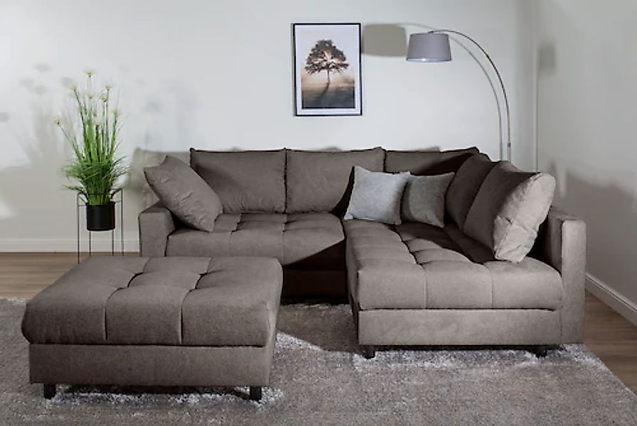 COLLECTION AB Ecksofa »Toni L-Form, B: 215 cm« mit Hocker & 2 Zierkissen, F günstig online kaufen