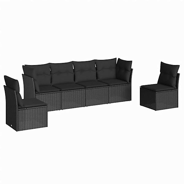 vidaXL 6-tlg Garten-Sofagarnitur mit Kissen Schwarz Poly Rattan Modell 53 günstig online kaufen