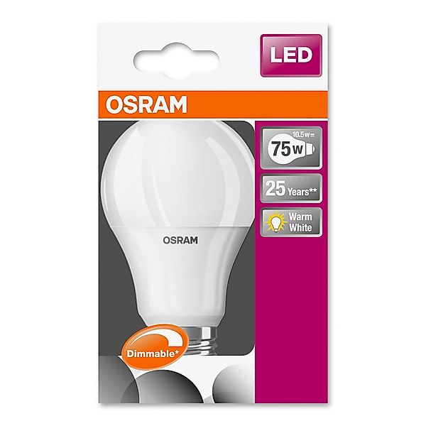 Osram LED-Leuchtmittel Superstar Classic A, E27, Warm White, 10,5 W, dimmba günstig online kaufen