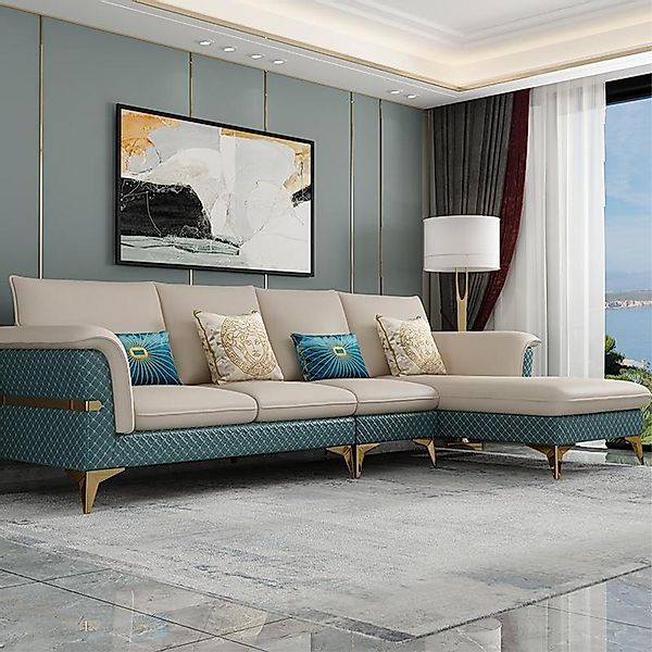 JVmoebel Ecksofa Sofa L-Form Ledersofa Couch Wohnlandschaft Garnitur Couche günstig online kaufen