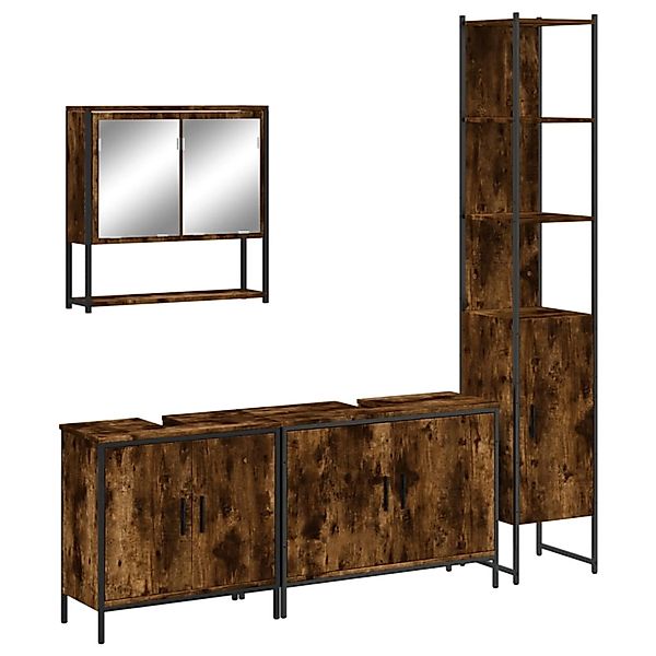 vidaXL 4-Tlg Badmöbel-Set Räuchereiche Holzwerkstoff 3214692 günstig online kaufen