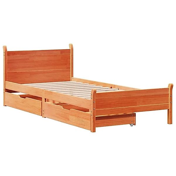 vidaXL Massivholzbett ohne Matratze Wachsbraun 75x190 cm Kiefernholz 330979 günstig online kaufen